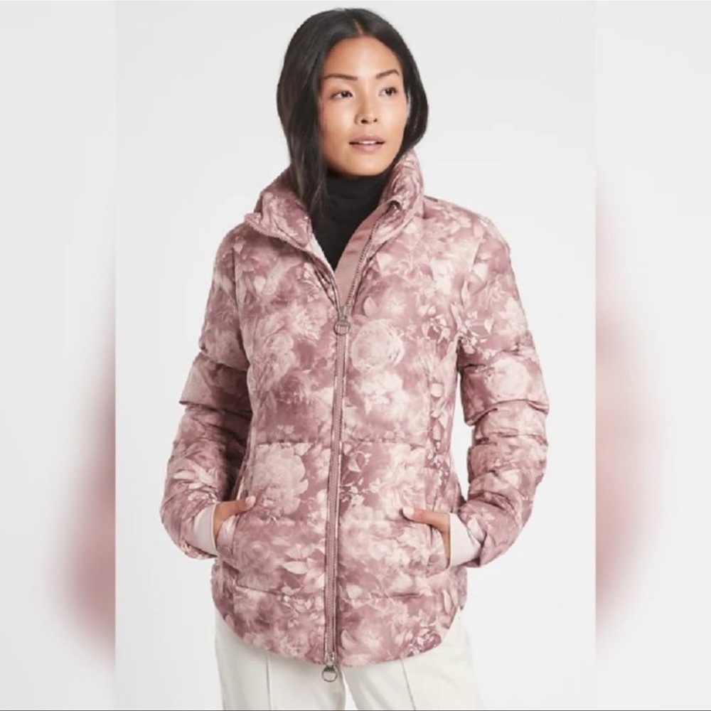 Athleta Floral Printed Downtown Jacket Velvety Pink